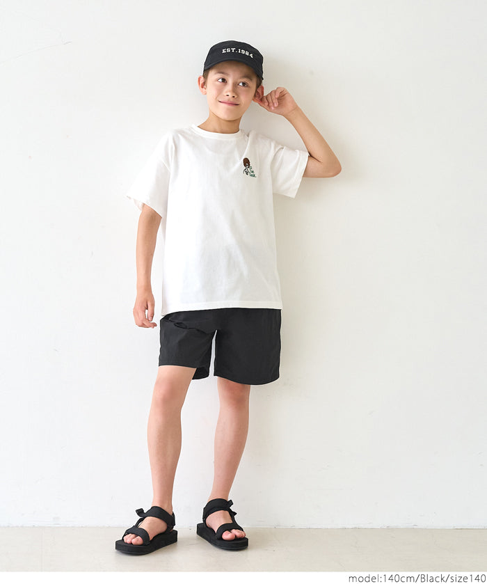 Kids' sporty-style belted nylon shorts