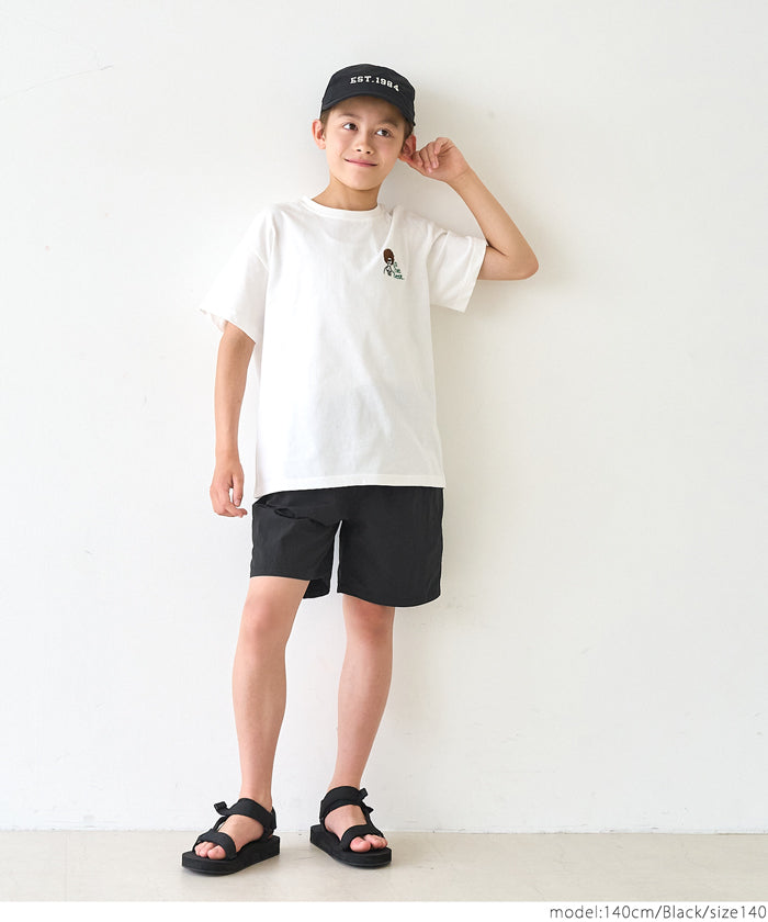 Kids' sporty-style belted nylon shorts