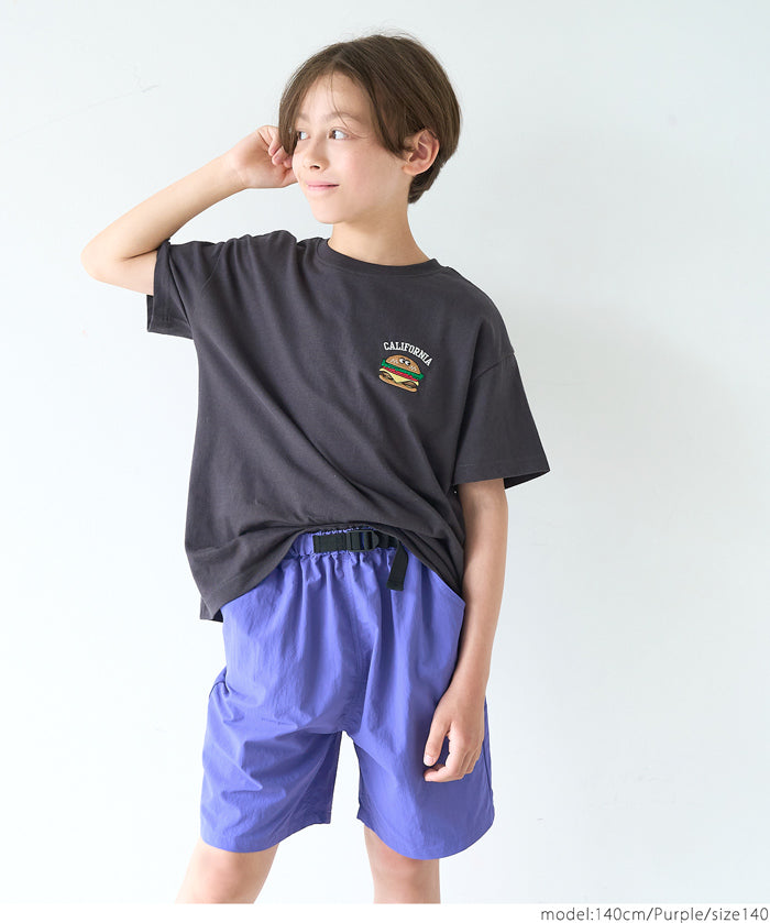 Kids' sporty-style belted nylon shorts