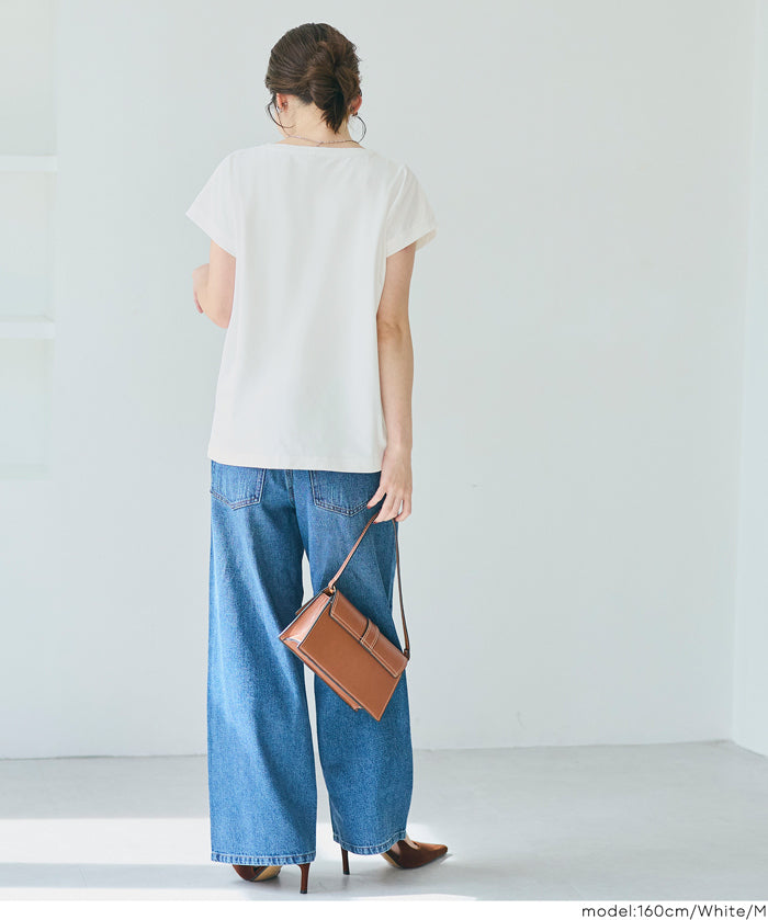 Green recycled fabric solid color short-sleeved T-shirt