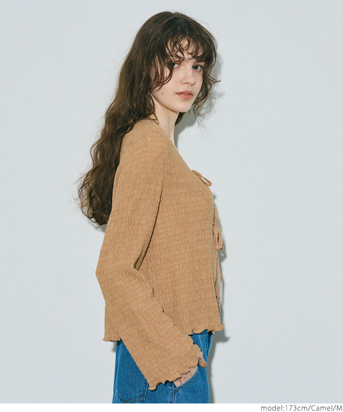 Ruffled ruffled bow tie jacket