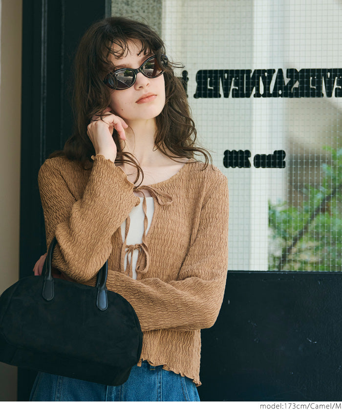 Ruffled ruffled bow tie jacket