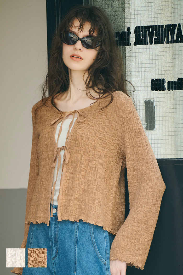 Ruffled ruffled bow tie jacket