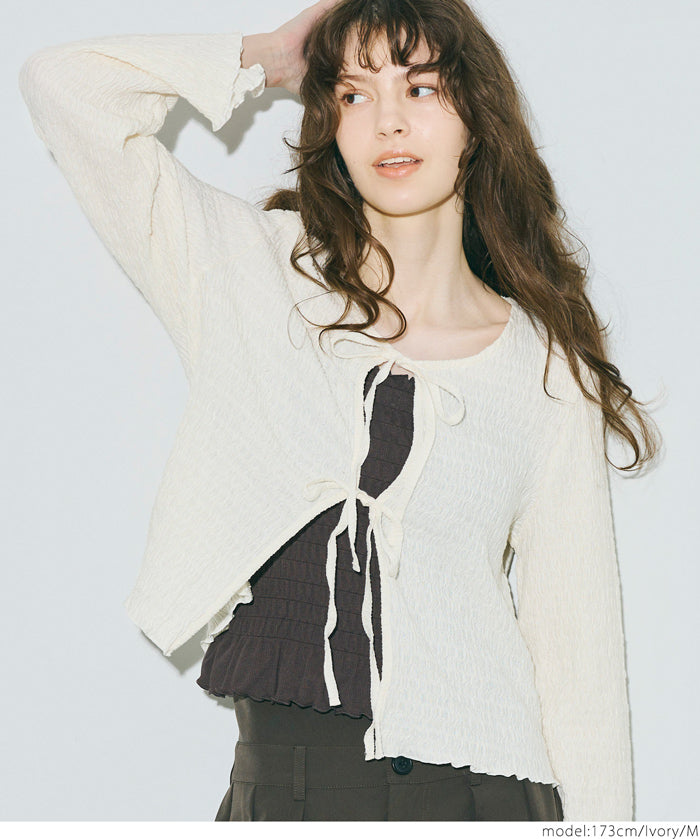 Ruffled ruffled bow tie jacket