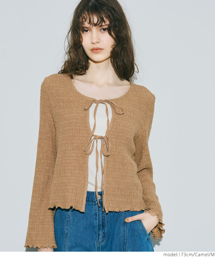 Ruffled ruffled bow tie jacket