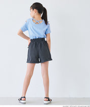 Children's off-the-shoulder short-sleeved top with cross-back design