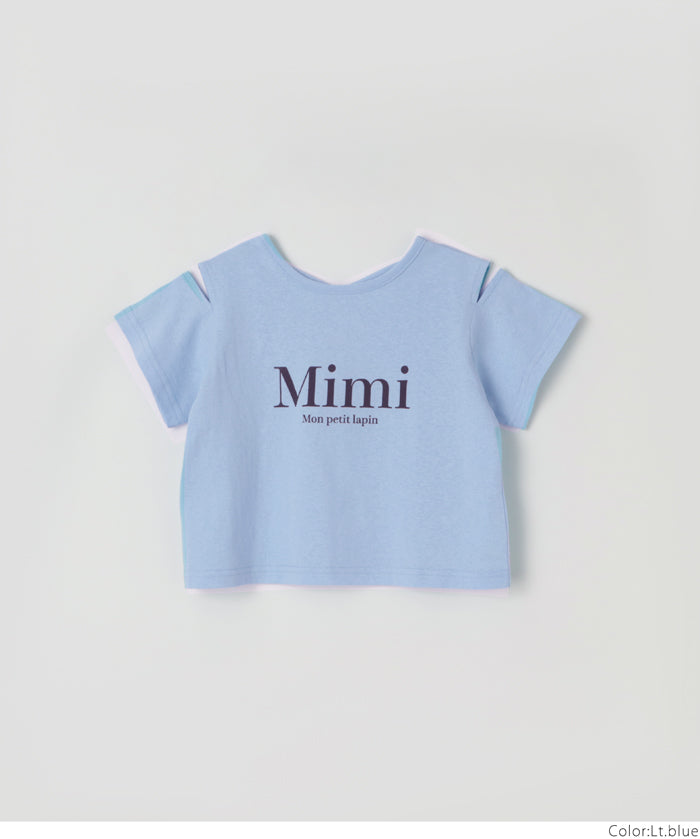 Children's off-the-shoulder short-sleeved top with cross-back design