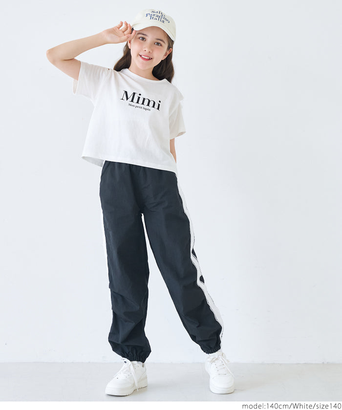 Children's off-the-shoulder short-sleeved top with cross-back design