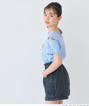 Children's off-the-shoulder short-sleeved top with cross-back design