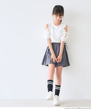 Children's Off-the-shoulder Puff Sleeve Heart Logo Top T-shirt