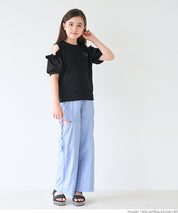 Children's Off-the-shoulder Puff Sleeve Heart Logo Top T-shirt