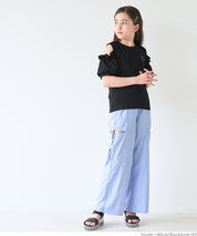 Children's Off-the-shoulder Puff Sleeve Heart Logo Top T-shirt