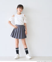 Children's Off-the-shoulder Puff Sleeve Heart Logo Top T-shirt