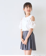 Children's Off-the-shoulder Puff Sleeve Heart Logo Top T-shirt