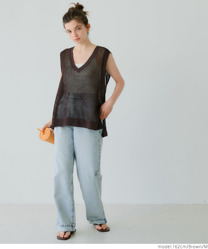 Summer skin-transparent and refreshing V-neck vest