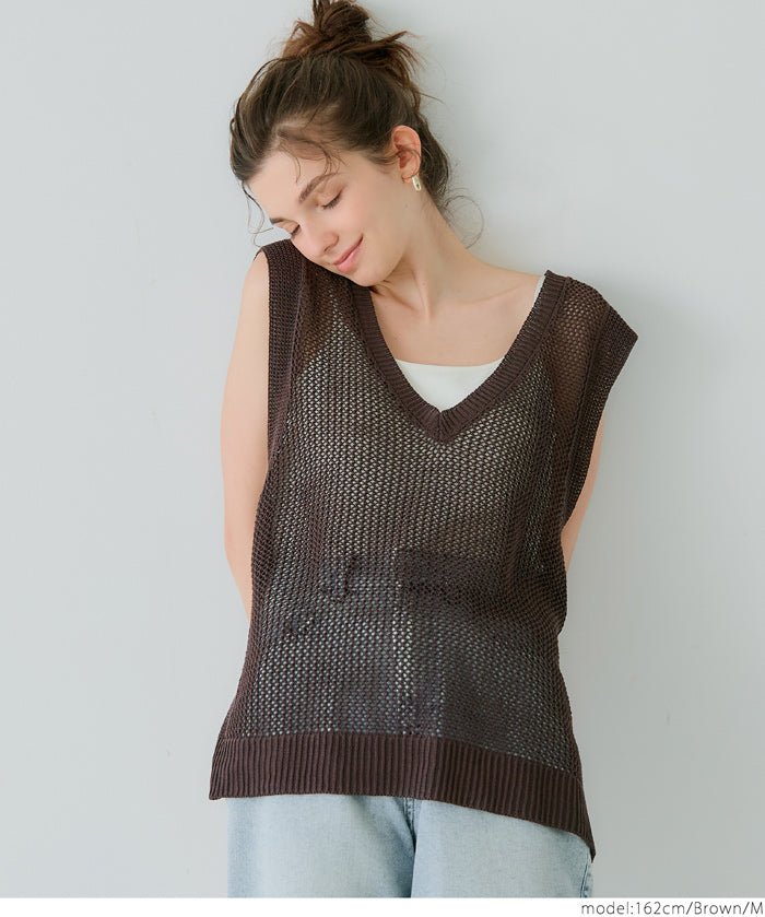 Summer skin-transparent and refreshing V-neck vest