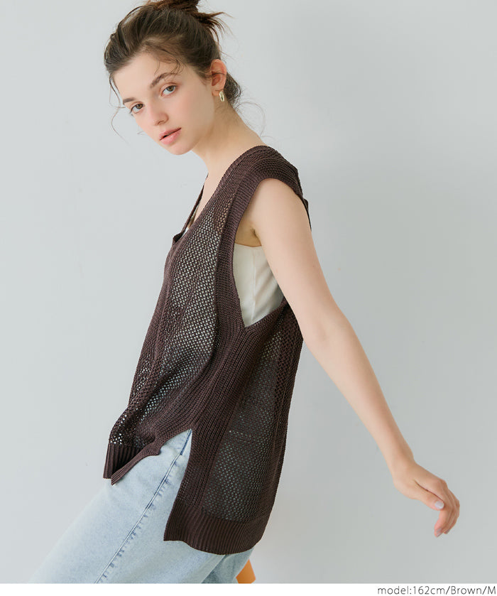 Summer skin-transparent and refreshing V-neck vest