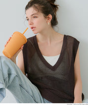 Summer skin-transparent and refreshing V-neck vest