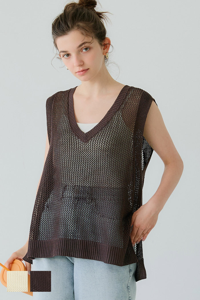 Summer skin-transparent and refreshing V-neck vest