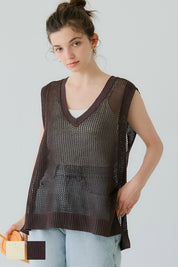 Summer skin-transparent and refreshing V-neck vest