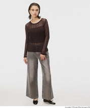 Elastic Floral Lace Sheer Long Sleeve Top