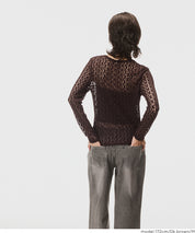 Elastic Floral Lace Sheer Long Sleeve Top