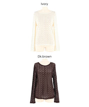 Elastic Floral Lace Sheer Long Sleeve Top