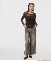 Elastic Floral Lace Sheer Long Sleeve Top