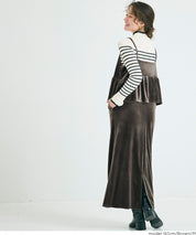 絨布細肩荷葉拼接連身裙