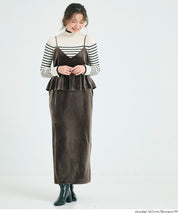 絨布細肩荷葉拼接連身裙