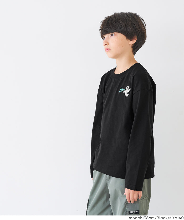 童裝萬聖節刺繡長袖棉質上衣