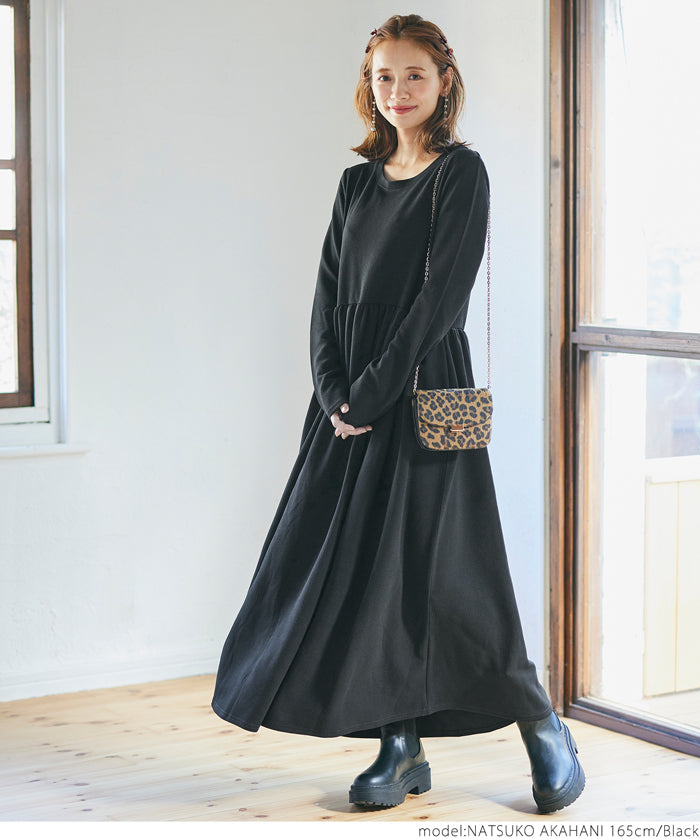 Embossed gathered dress