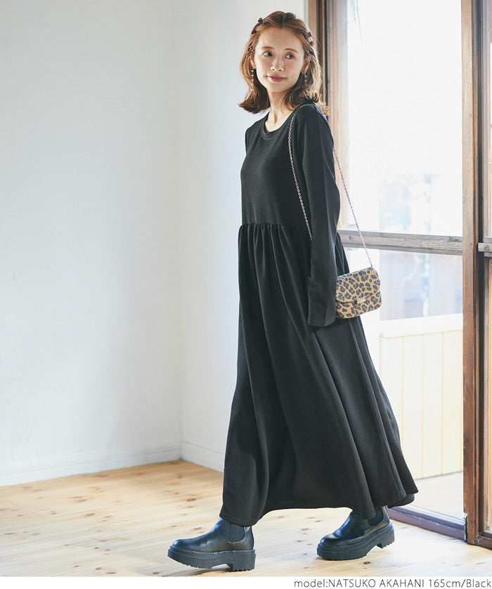 Embossed gathered dress