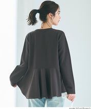Embossed flared hem long sleeve top