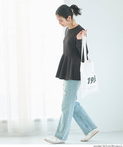 Embossed flared hem long sleeve top