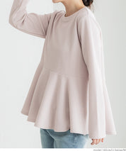 Embossed flared hem long sleeve top