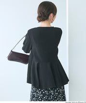Embossed flared hem long sleeve top