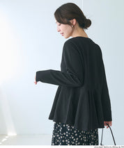 Embossed flared hem long sleeve top
