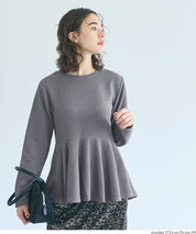 Embossed flared hem long sleeve top
