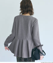 Embossed flared hem long sleeve top
