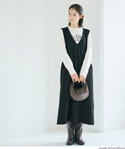 Embossed V-neck jumper skirt