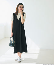 Embossed V-neck jumper skirt