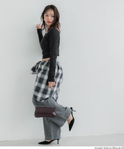 基礎短版2way領口螺紋長袖上衣