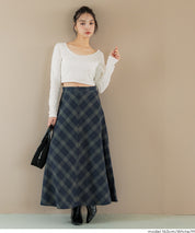 基礎短版2way領口螺紋長袖上衣