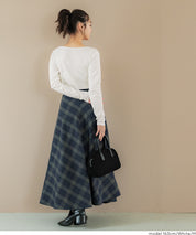 基礎短版2way領口螺紋長袖上衣