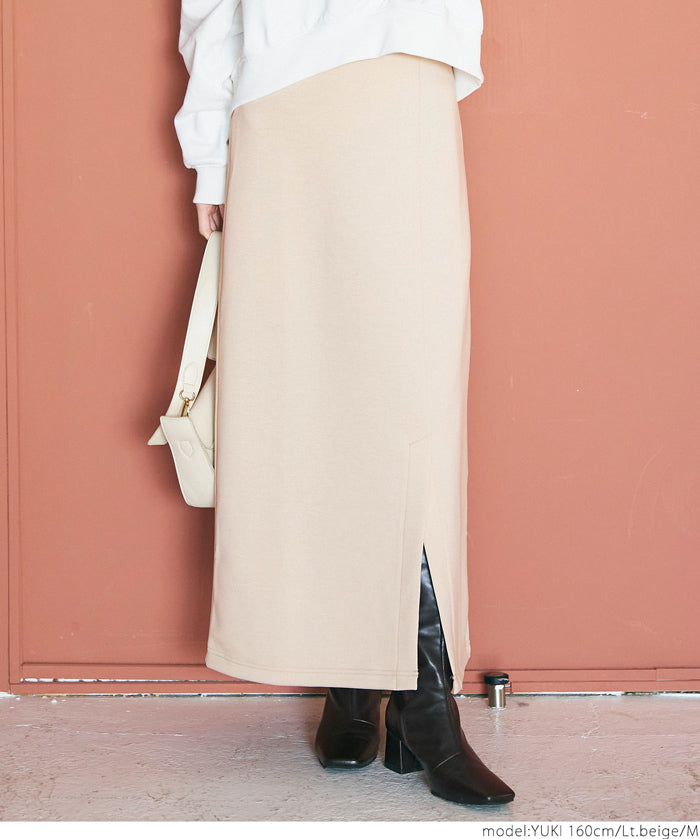 Front slit soft sweat skirt