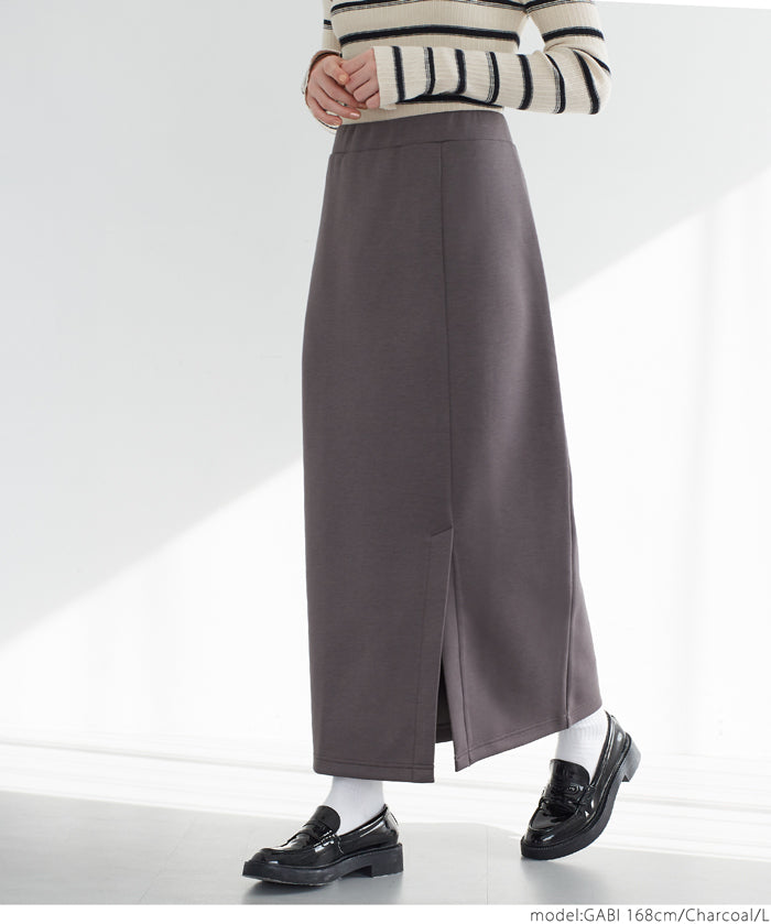 Front slit soft sweat skirt