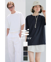 Men's simple drop shoulder round neck solid color short-sleeved T-shirt unisex