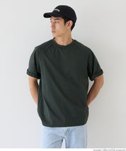 Men's simple drop shoulder round neck solid color short-sleeved T-shirt unisex