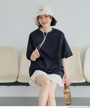 Men's simple drop shoulder round neck solid color short-sleeved T-shirt unisex